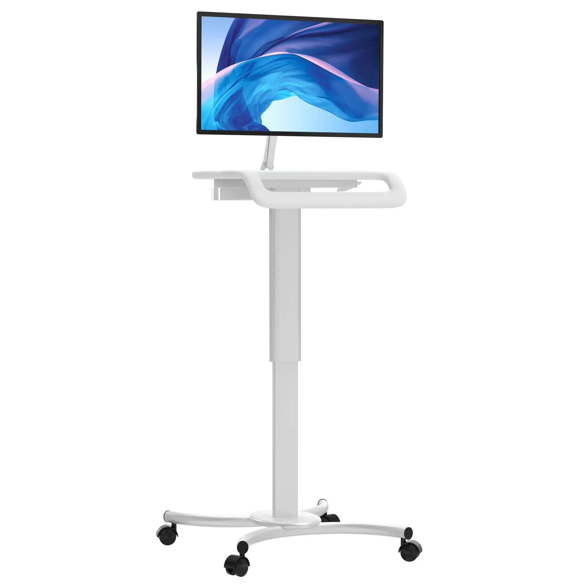 Height-Adjustable Rolling Medical Workstation Cart with VESA Plate