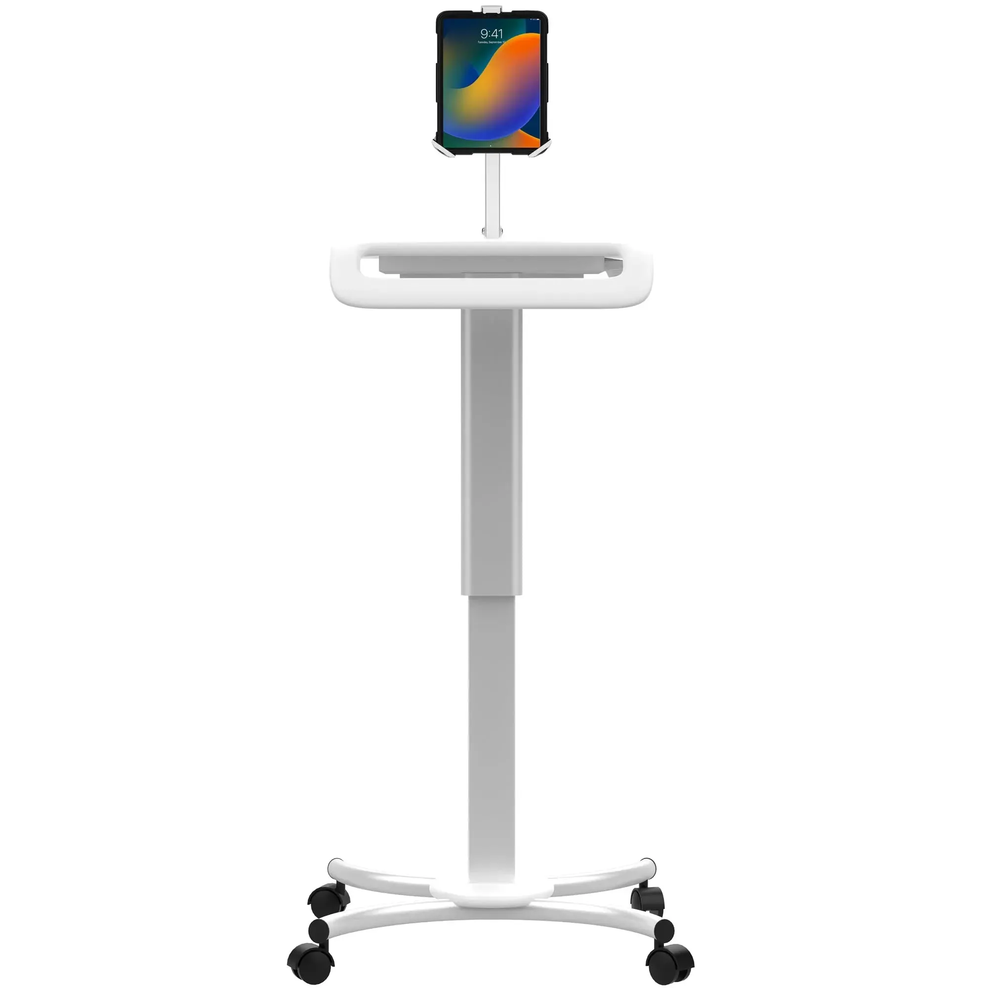 Height-Adjustable Rolling Medical Workstation Cart with VESA Plate