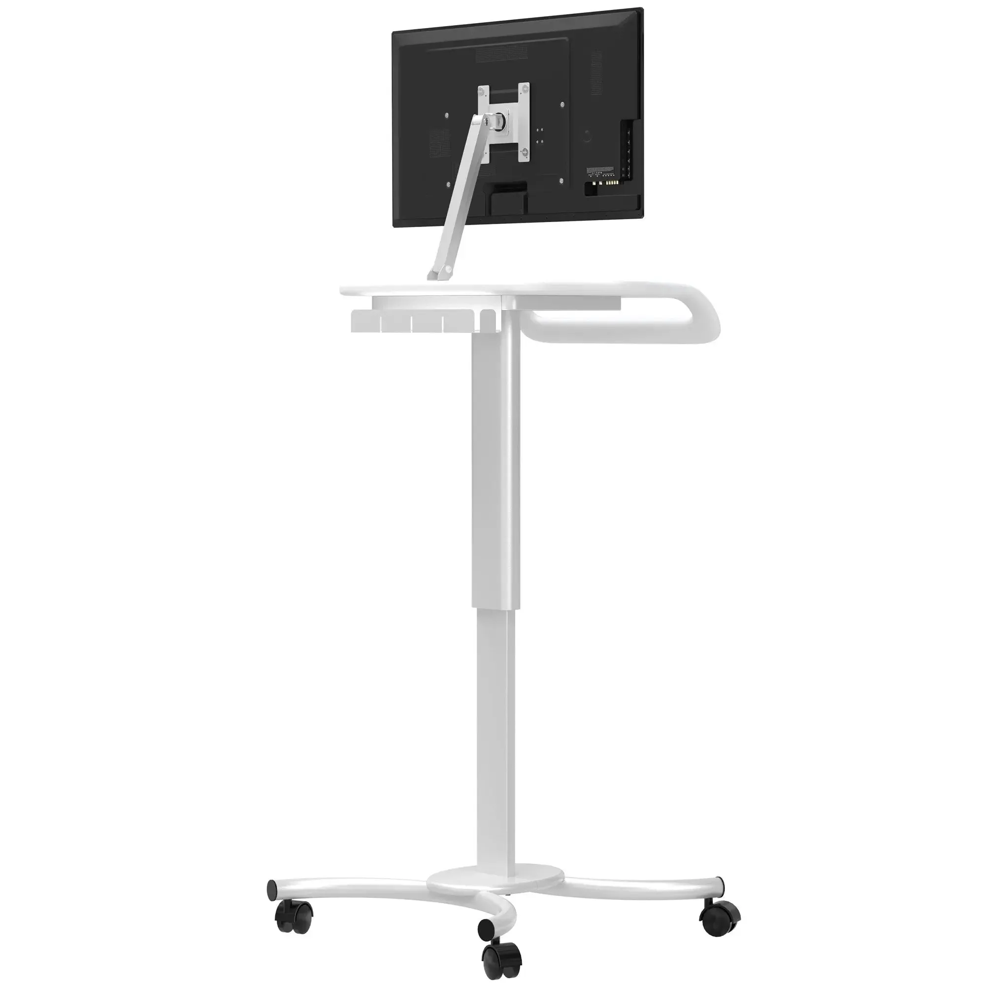 Height-Adjustable Rolling Medical Workstation Cart with VESA Plate