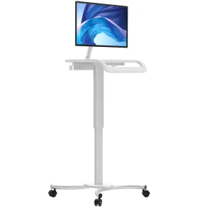 Height-Adjustable Rolling Medical Workstation Cart with VESA Plate