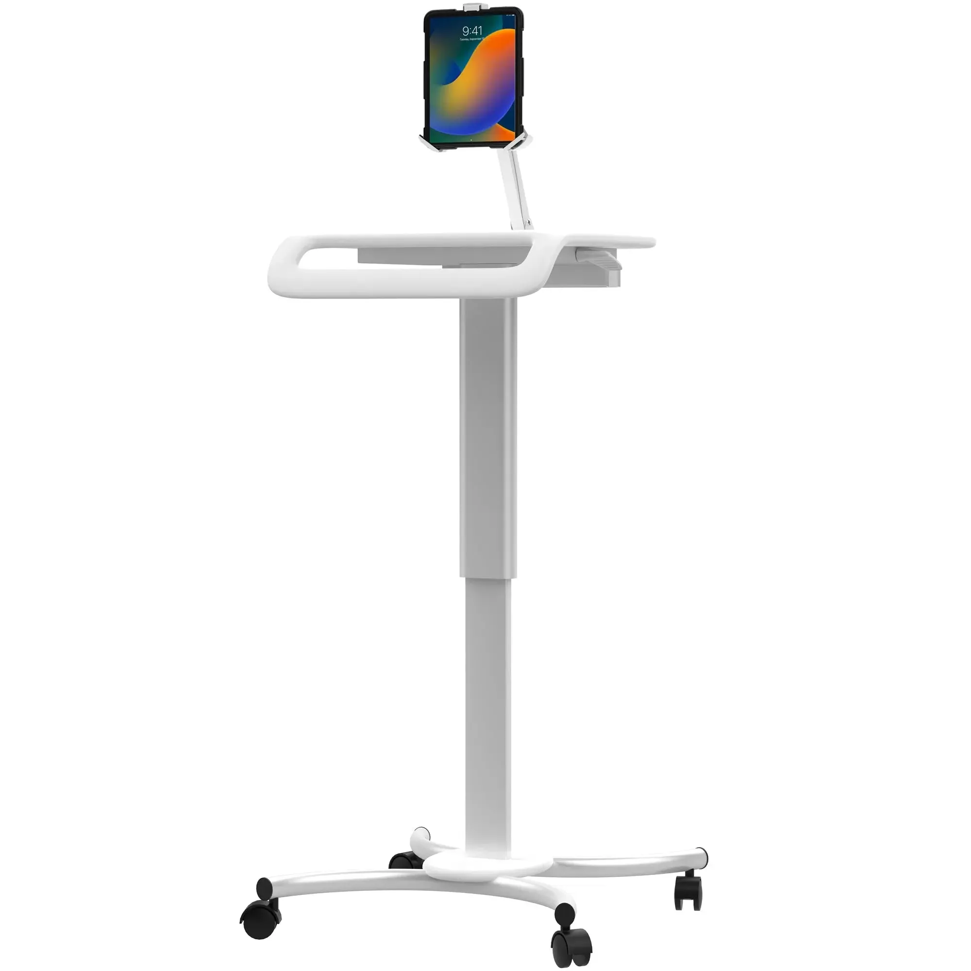 Height-Adjustable Rolling Medical Workstation Cart with VESA Plate