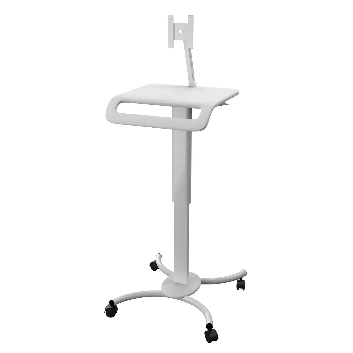Height-Adjustable Rolling Medical Workstation Cart with VESA Plate
