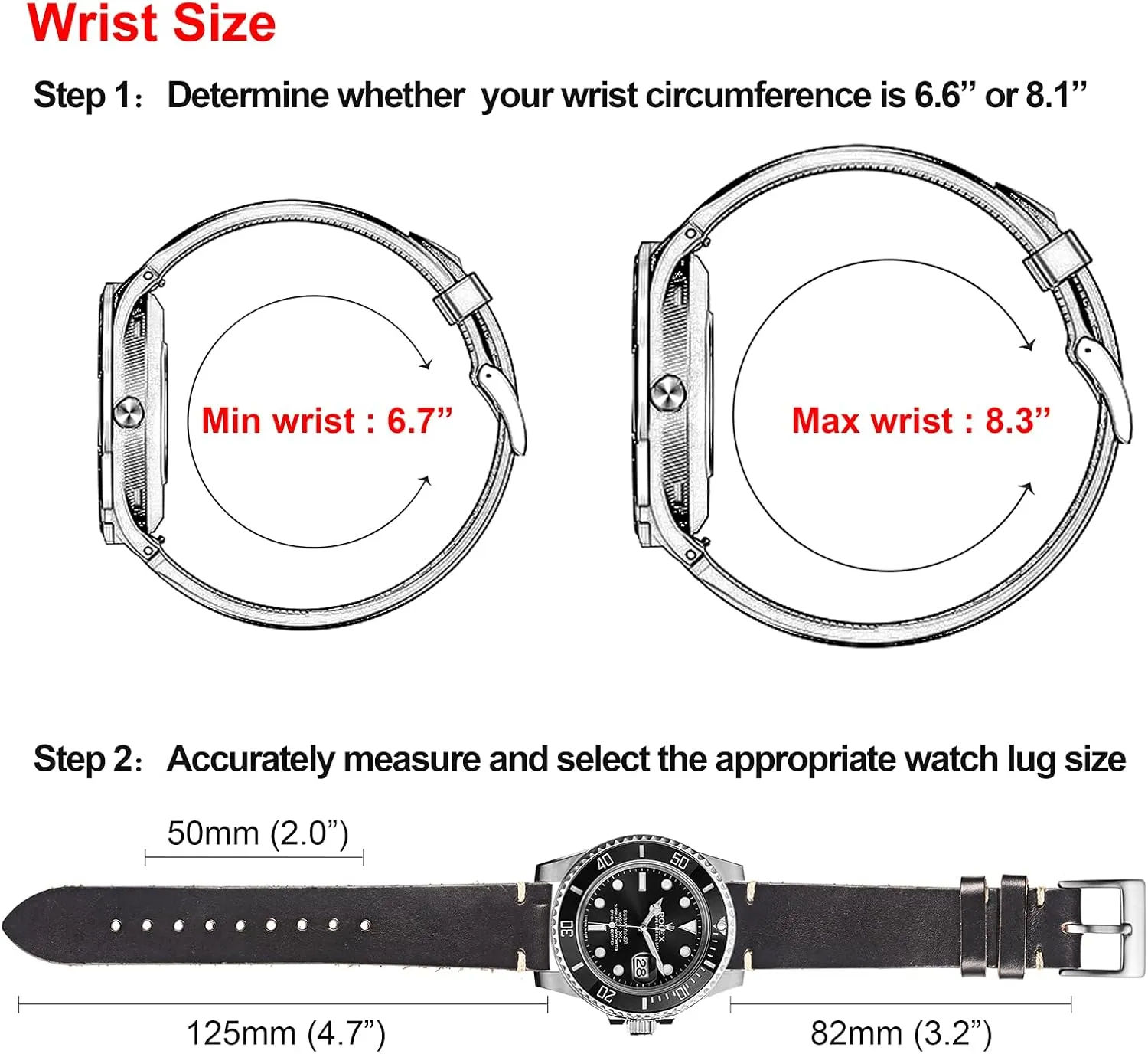 hemsut h Leather Watch Bands for Men, Horween Quick Release Leather Watch Strap Vintage Watch Replacement Wrap of 18mm, 20mm, 22mm