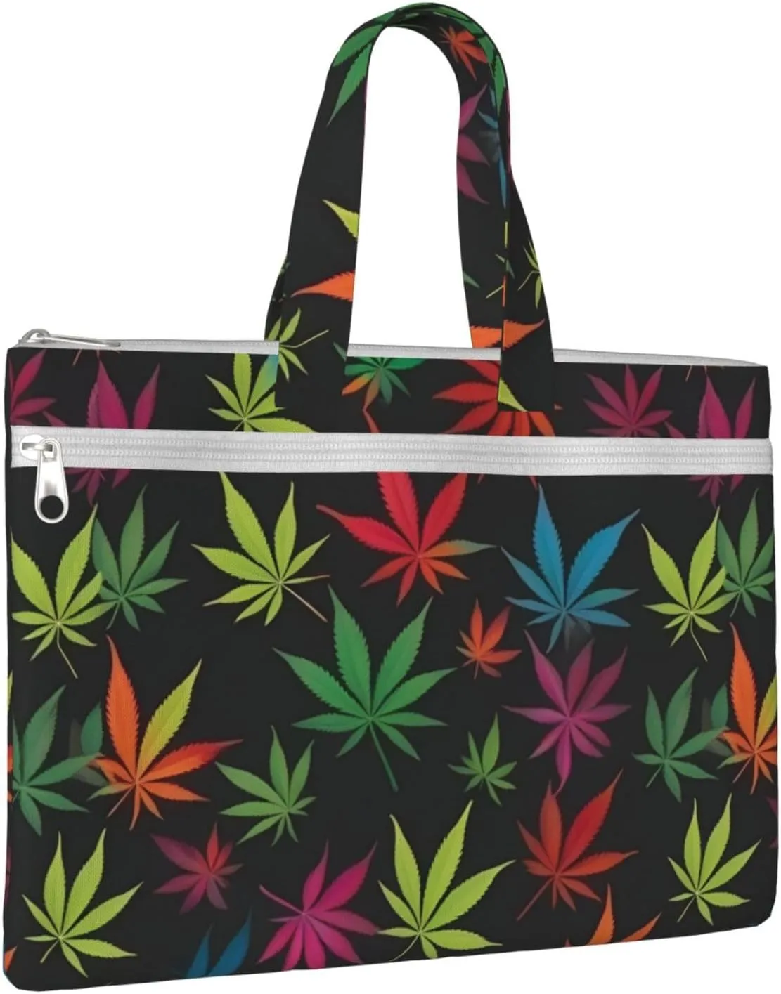 Herb Plant Leaves Canvas Document Bag A4 File Organizer for School Supplies and Study