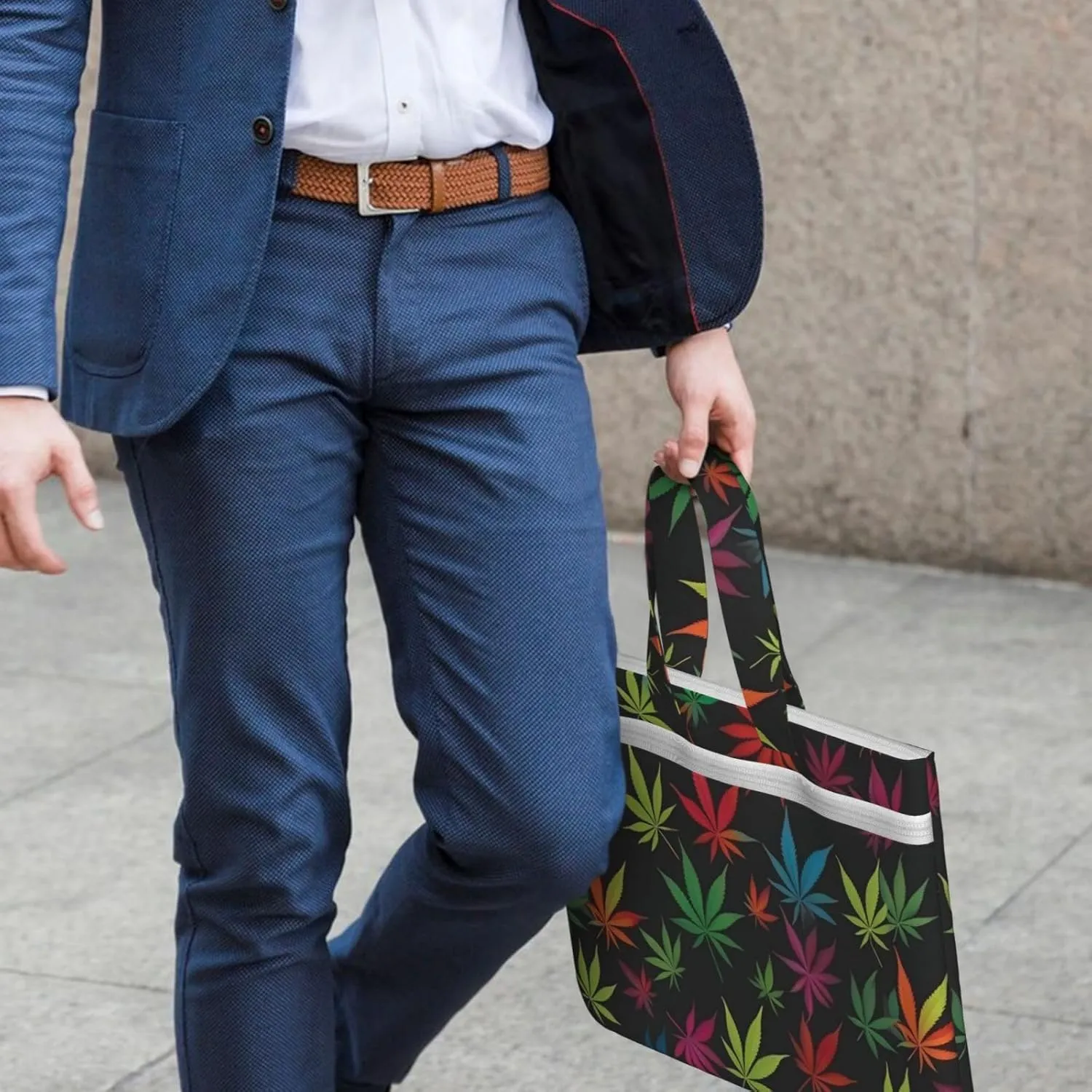 Herb Plant Leaves Canvas Document Bag A4 File Organizer for School Supplies and Study