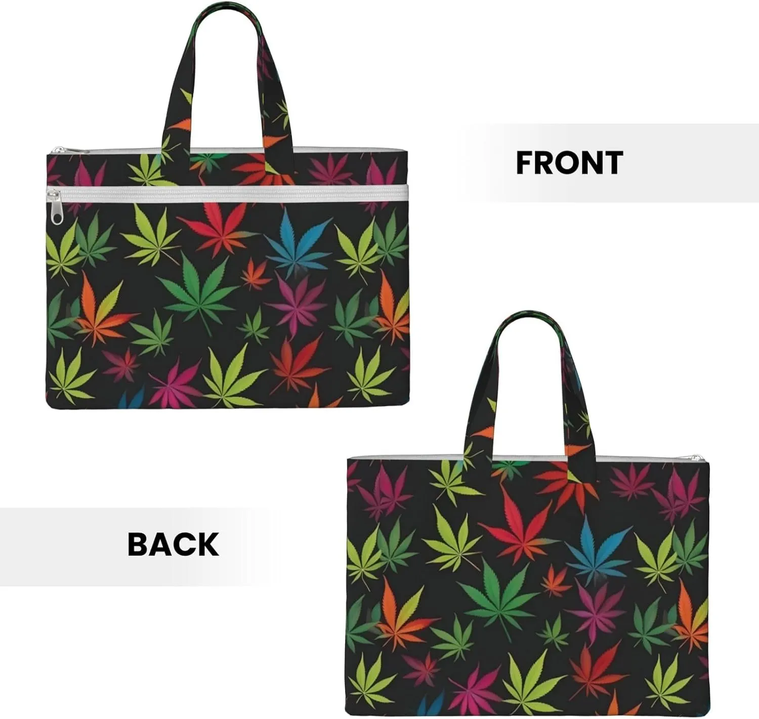 Herb Plant Leaves Canvas Document Bag A4 File Organizer for School Supplies and Study