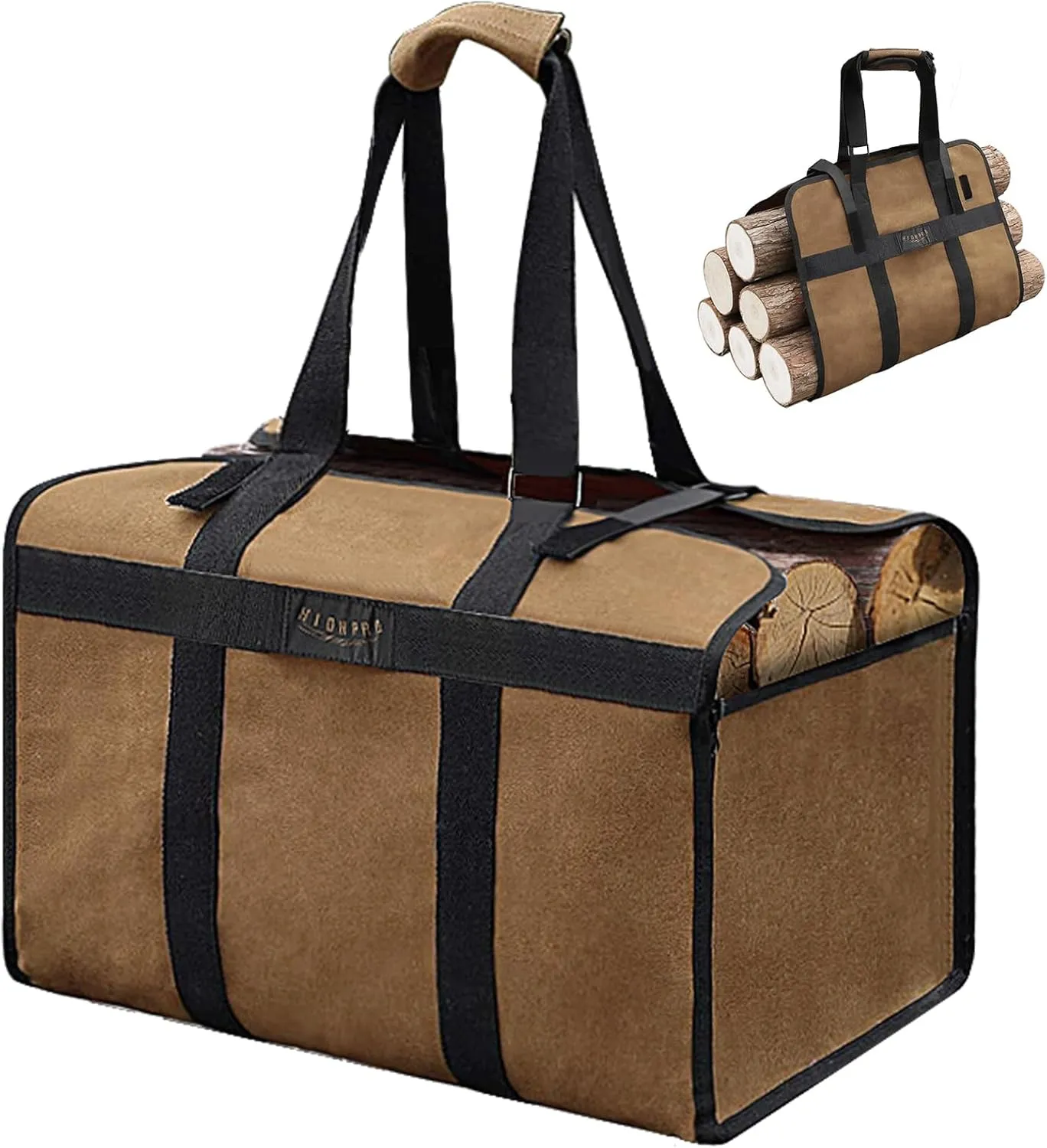 Highpro Firewood Carrier - Log Carrier for Firewood, Waxed Canvas Log Carrier bag with Handles Best for Carrying Wood at Home or Camping Outdoor indoor