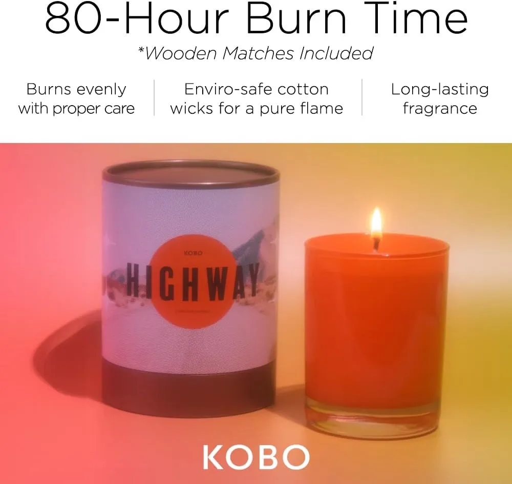 Highway Scented Candle for Home (11 oz) – 100% Pure Soy Candle – 80-Hour Long-Lasting, Clean Burn Time – All Natural, Vegan, Non-GMO