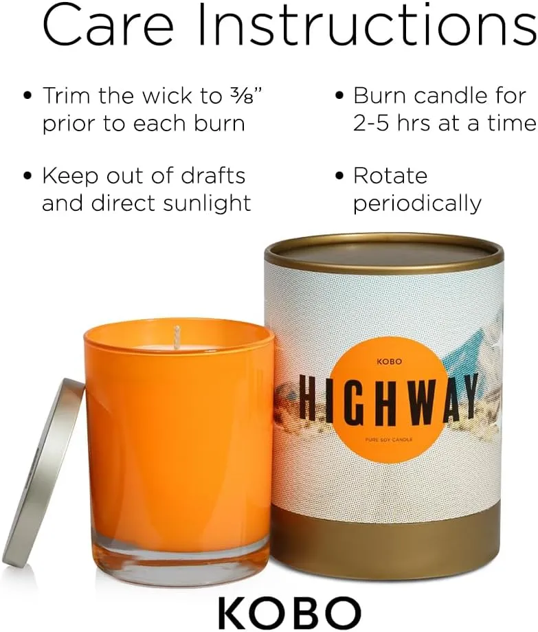 Highway Scented Candle for Home (11 oz) – 100% Pure Soy Candle – 80-Hour Long-Lasting, Clean Burn Time – All Natural, Vegan, Non-GMO