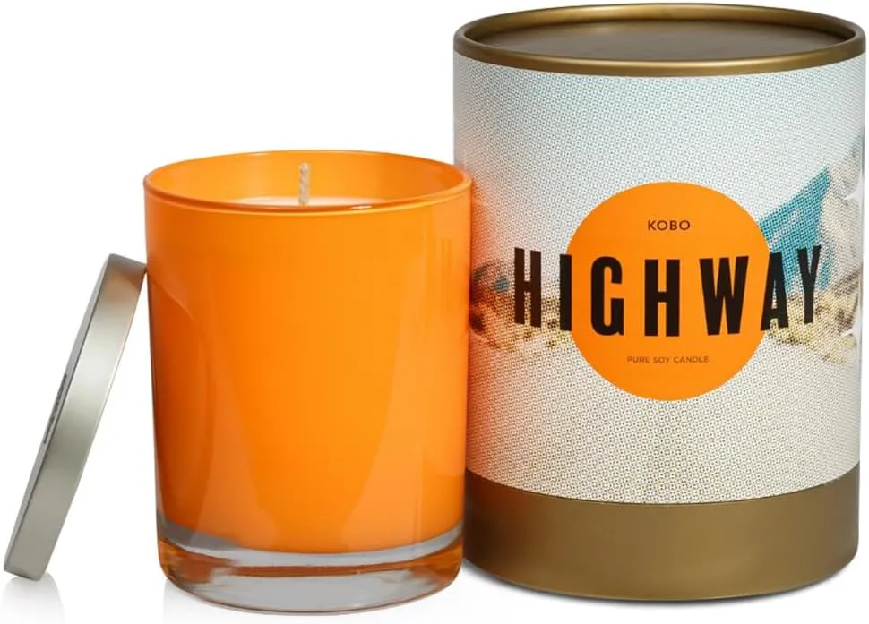 Highway Scented Candle for Home (11 oz) – 100% Pure Soy Candle – 80-Hour Long-Lasting, Clean Burn Time – All Natural, Vegan, Non-GMO