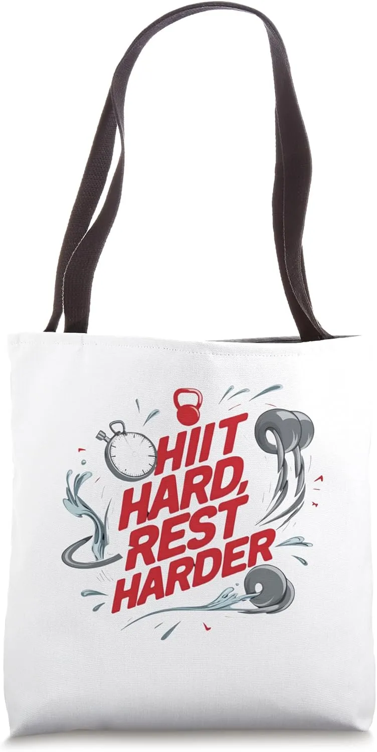 Hiit And Rest Harder Fitness & Recovery Motivation Tee Men Tote Bag