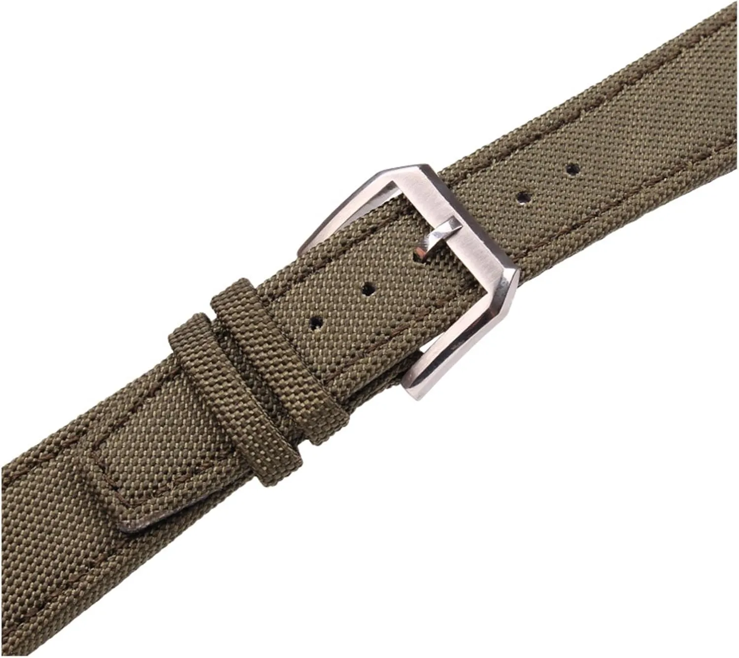 HMFang 20mm 21mm 22mm Nylon   Genuine Leather Watchbands Men Women Green Black Watch Band Strap With Silver Pin Buckle