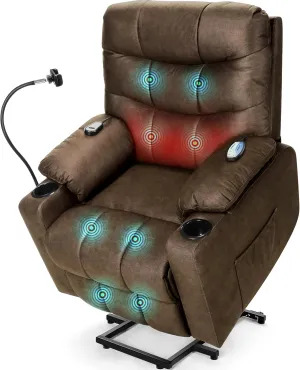 Homdox Power Lift Recliner Chair for Elderly, Electric Lift Chair with Assist Function and Heated Vibration Massage, Heavy Duty Remote Control Reclining Sofa with Phone Holder for Living Room
