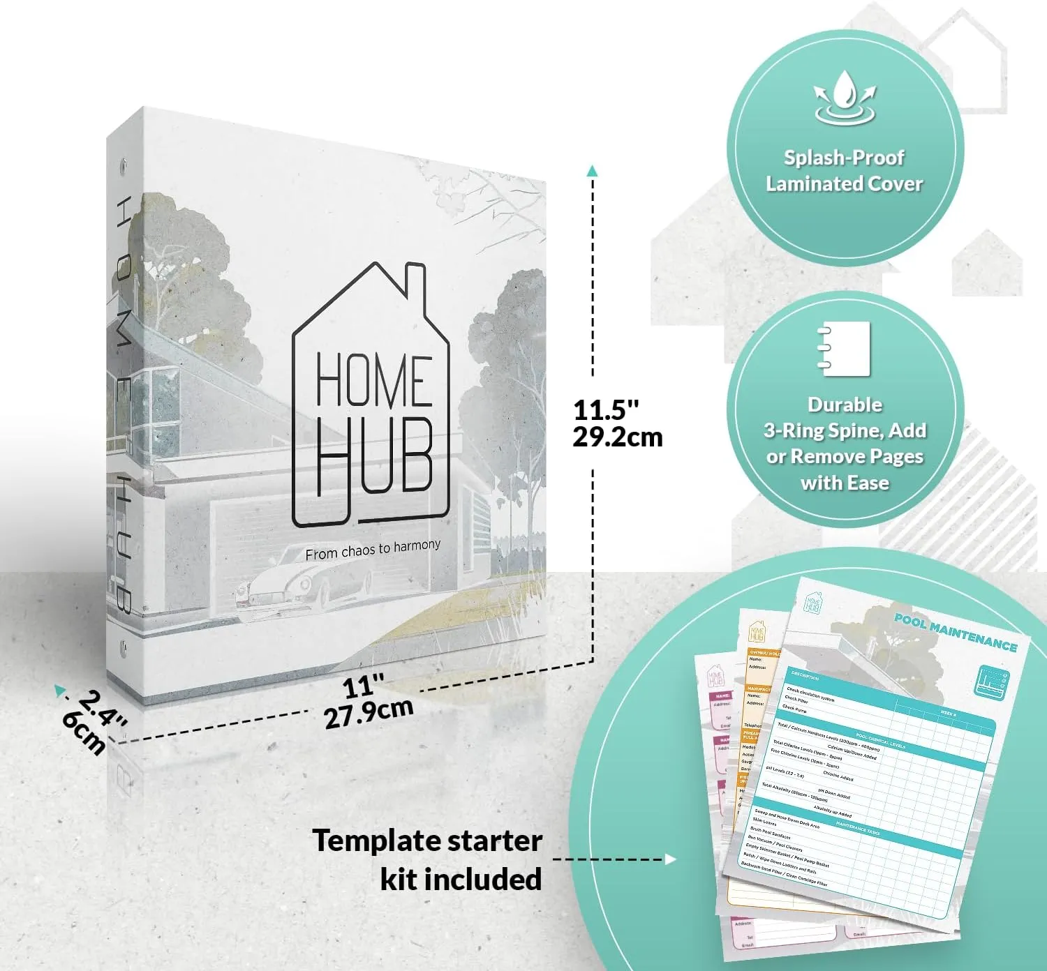 Home Organizer Binder 8.5x11, Household Planner, Organize Your Property & Possessions, Ideally Suited as a Important Document Binder or Household Record Keeping Book, Home Ownership Gifts
