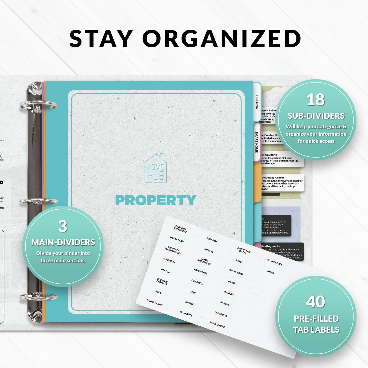 Home Organizer Binder 8.5x11, Household Planner, Organize Your Property & Possessions, Ideally Suited as a Important Document Binder or Household Record Keeping Book, Home Ownership Gifts