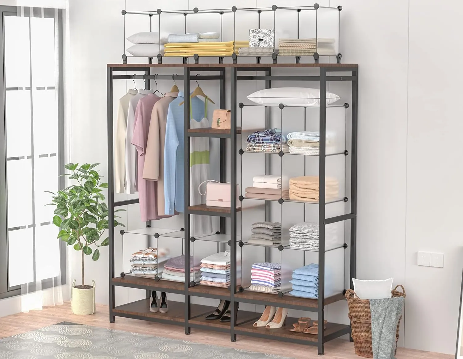 HOMIDEC 16 Cubes Book Shelf Bookcase Bookshelf Cube Storage Organizer Cube Storage Shelf Display Bookshelf for Study Room Office Bedroom Living Room Transparent