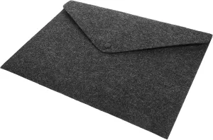 HOMSFOU Felt Document Carrier Bag with Button Closure Portable Briefcase Organizer for Office School Business Travel Lightweight Stylish Expanding Envelope Handbag Dark Grey