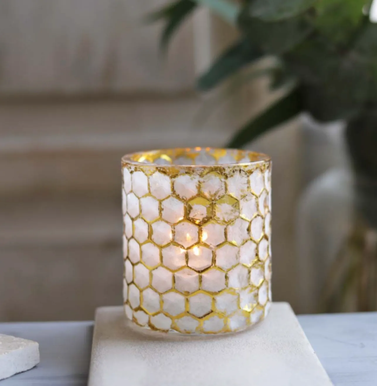 Honeycomb Glass candle Holder