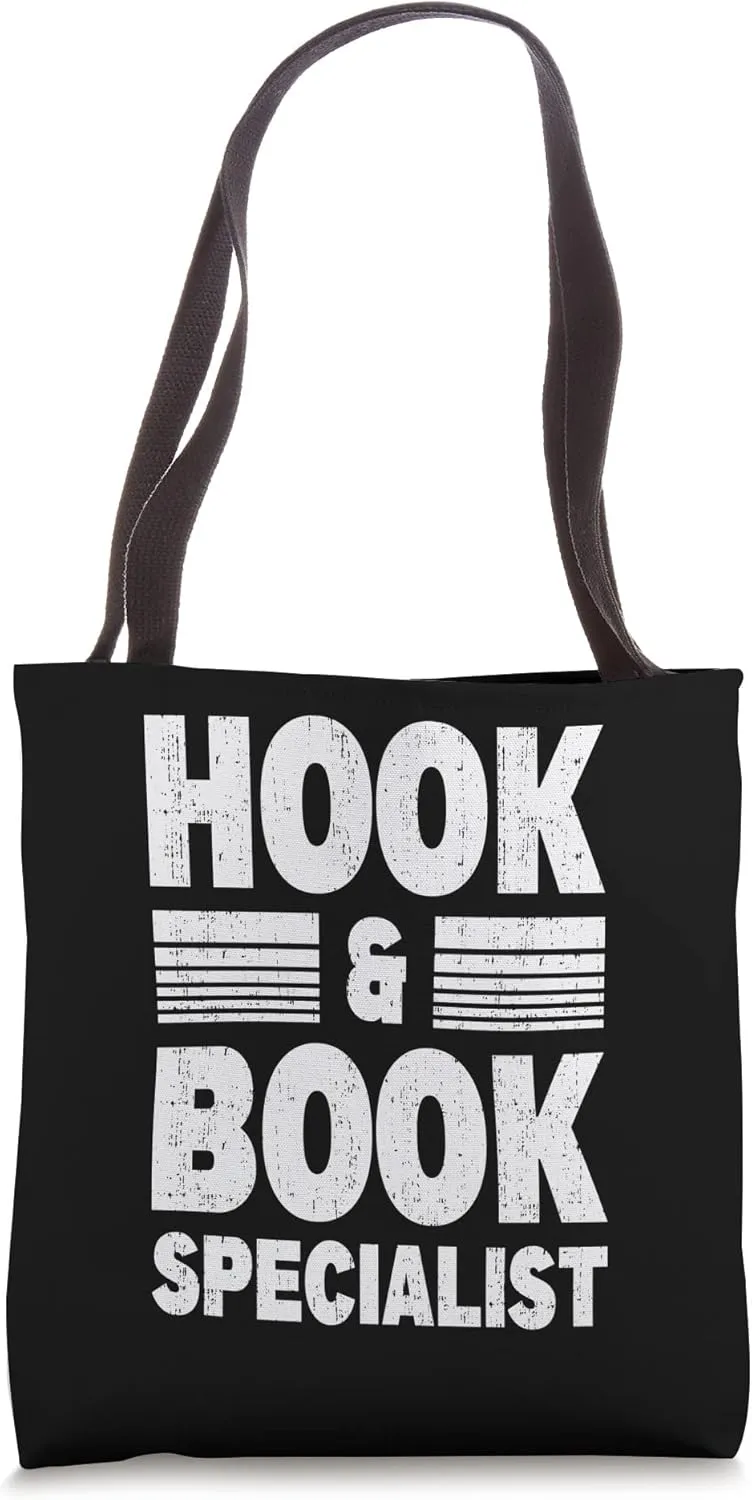 Hook And Book Specialist Funny Asset Recovery Expert Guy Tote Bag