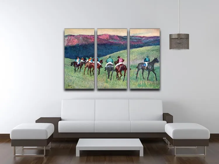 Horse racing The training by Degas 3 Split Panel Canvas Print