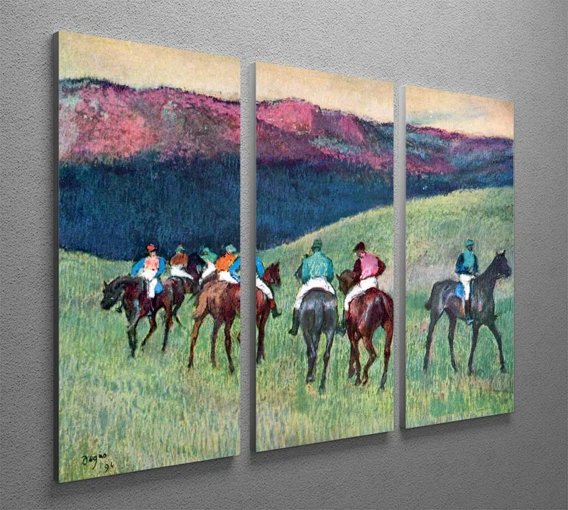 Horse racing The training by Degas 3 Split Panel Canvas Print