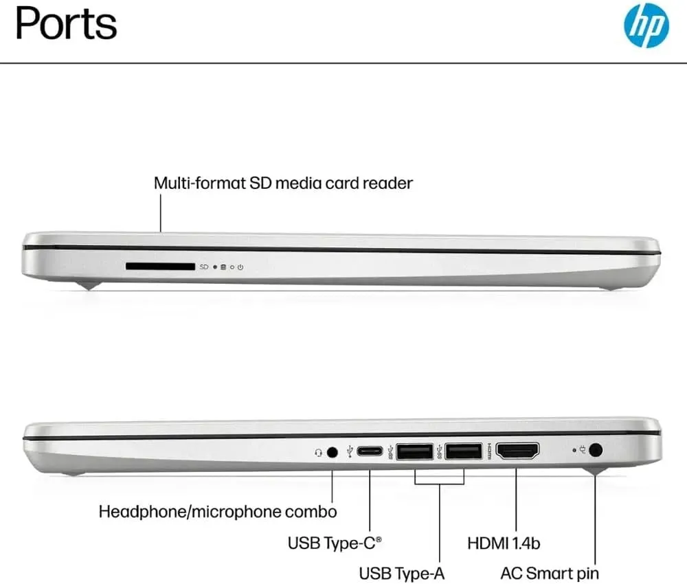 HP 14" Laptop, Microsoft 365, Copilot AI,32GB RAM, 1.1 TB Storage (128GB UFS with Skyerd 1TB Portable SSD),13th Gen 4 Cores Intel Processor, Wi-Fi 6, Long Battery, Silver,Win 11 Home