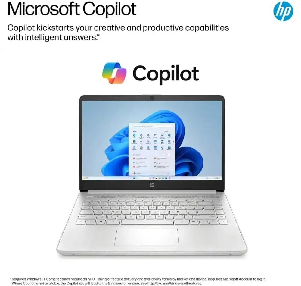 HP 14" Laptop, Microsoft 365, Copilot AI,32GB RAM, 1.1 TB Storage (128GB UFS with Skyerd 1TB Portable SSD),13th Gen 4 Cores Intel Processor, Wi-Fi 6, Long Battery, Silver,Win 11 Home
