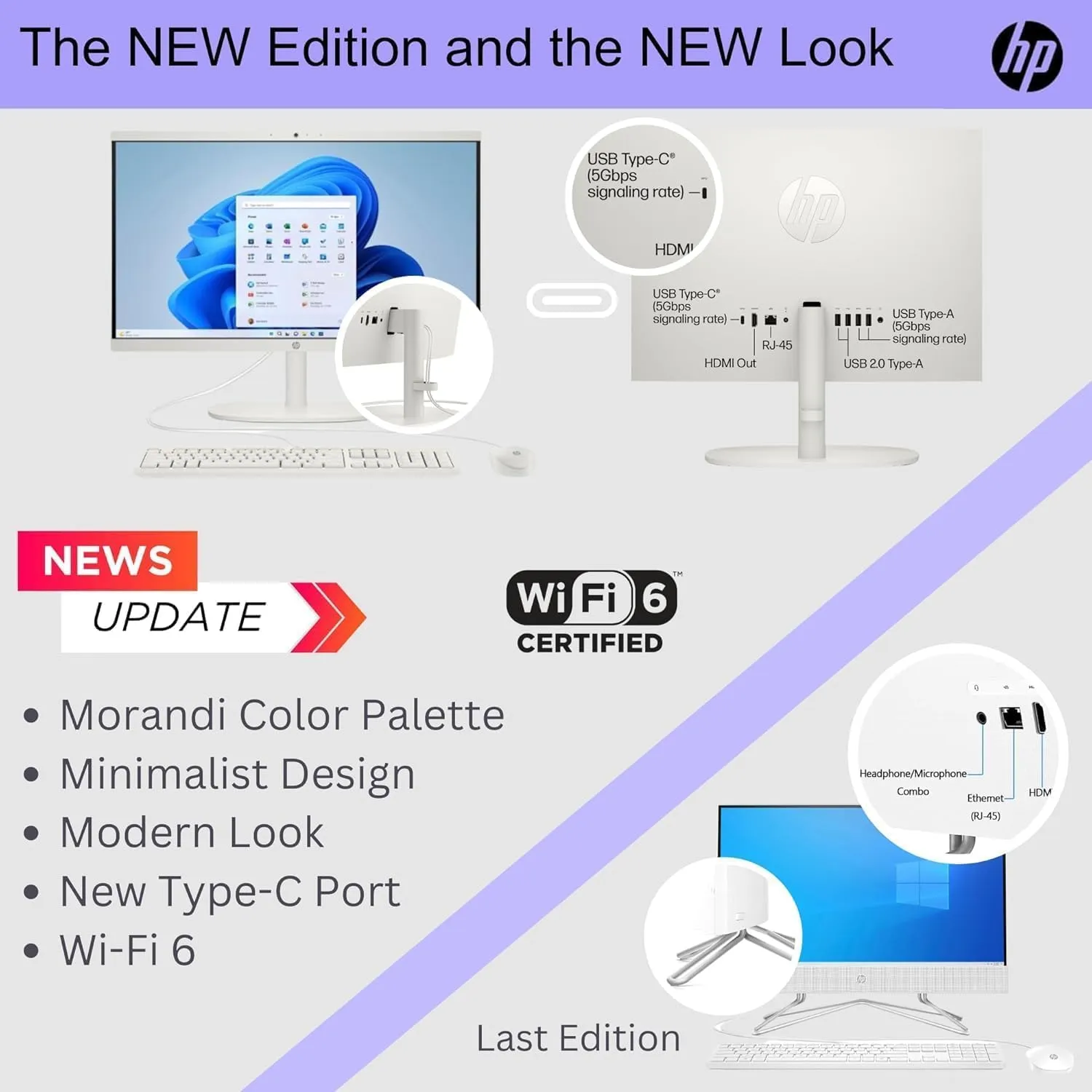 HP 22 inch FHD All-in-One Desktop Computer PC 2025 Flagship, 32GB RAM, 1TB Storage (500GB SSD   500GB Ext), Intel Celeron CPU, Webcam, WiFi 6, HubxcelAccessory, Win 11 Pro, Lifetime Office 2024