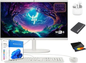 HP 22 inch FHD All-in-One Desktop Computer PC 2025 Flagship, 32GB RAM, 1TB Storage (500GB SSD   500GB Ext), Intel Celeron CPU, Webcam, WiFi 6, HubxcelAccessory, Win 11 Pro, Lifetime Office 2024
