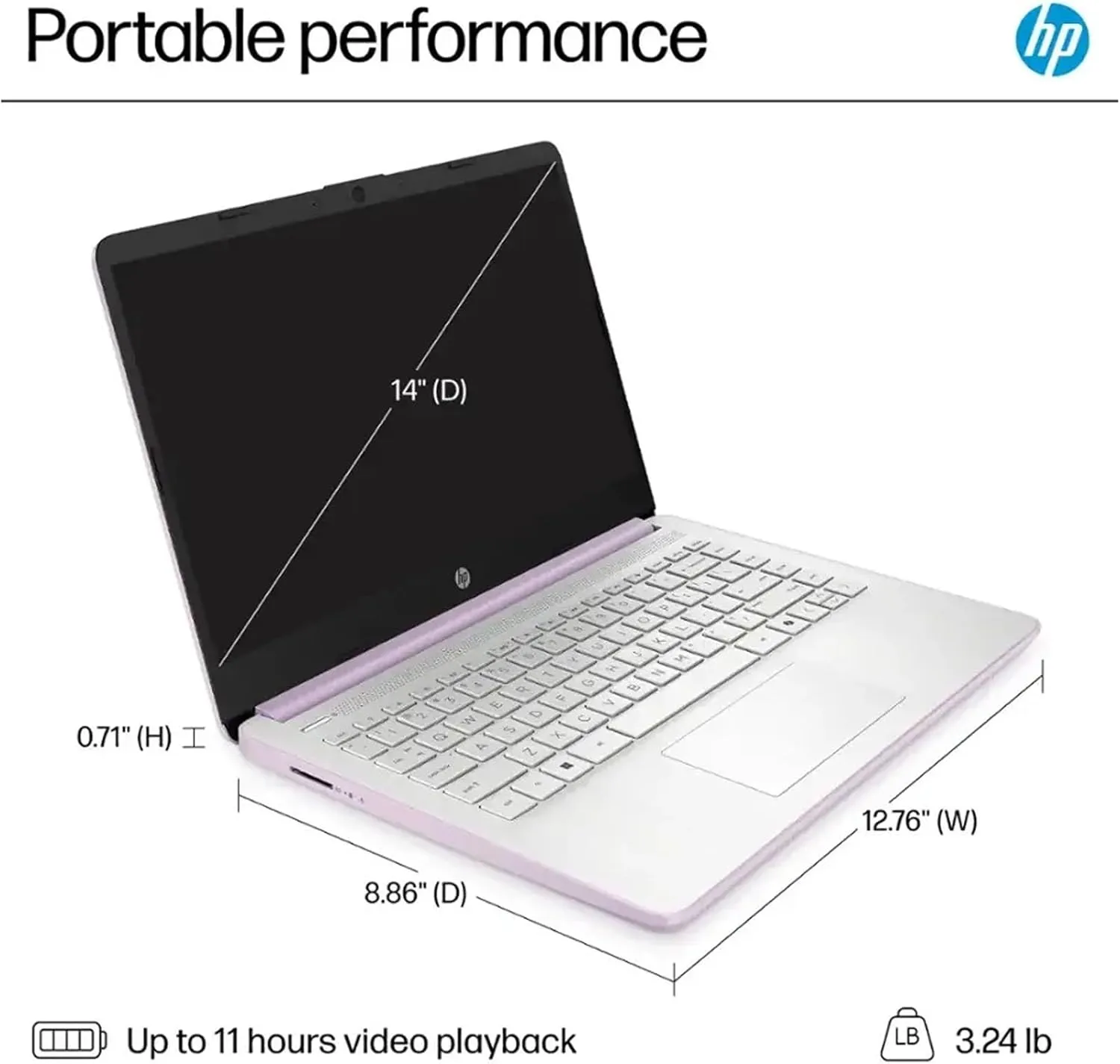 HP AI-Powered 14" HD Laptop with Microsoft Office and 1TB Cloud Storage Included for 1-Year| 8GB RAM|128GB SSD & 128GB Portable SSD| Intel 4-Core CPU| Webcam| Ultra Light|Windows 11 | RK Bundle|Purple