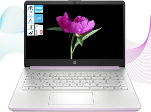 HP AI-Powered 14" HD Laptop with Microsoft Office and 1TB Cloud Storage Included for 1-Year| 8GB RAM|128GB SSD & 128GB Portable SSD| Intel 4-Core CPU| Webcam| Ultra Light|Windows 11 | RK Bundle|Purple