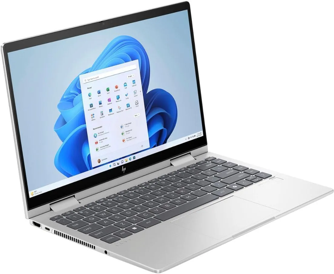 HP Envy x360 2-in-1 Laptop 14.0" Touchscreen IPS FHD Display (Intel Core 5 120U, 8GB RAM, 512GB SSD, Backlit KYB, Fingerprint, Thunderbolt 4, WiFi 6E, SD Reader, Win 11 Home) w/DKZ USB Port Expander