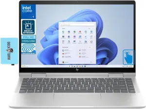HP Envy x360 2-in-1 Laptop 14.0" Touchscreen IPS FHD Display (Intel Core 5 120U, 8GB RAM, 512GB SSD, Backlit KYB, Fingerprint, Thunderbolt 4, WiFi 6E, SD Reader, Win 11 Home) w/DKZ USB Port Expander
