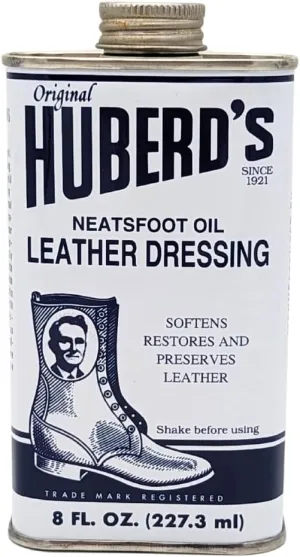 Huberd’s Leather Dressing with Neatsfoot Oil - Leather conditioner that softens new and restores dry and hardened boots, shoes, bags, belts, baseball gloves, saddles and harness.