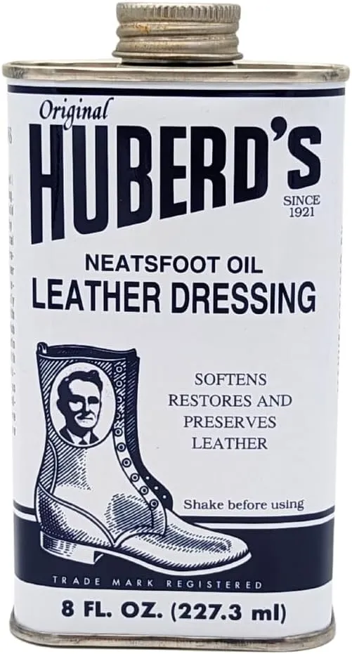Huberd’s Leather Dressing with Neatsfoot Oil - Leather conditioner that softens new and restores dry and hardened boots, shoes, bags, belts, baseball gloves, saddles and harness.