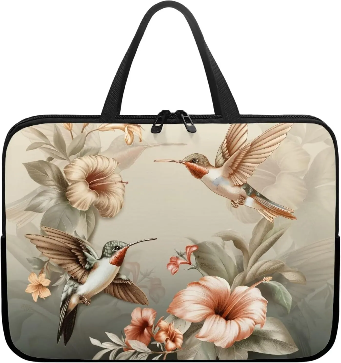 Hummingbird 15 Inch Laptop Sleeve Floral Laptop Cover Computer Tote Bag Tablet Carrying Case with Handle,Notebook Sleeves Messenger Briefcase for Travel/Business/Work