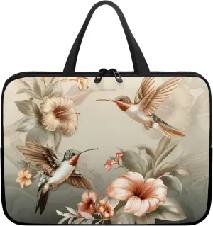 Hummingbird 15 Inch Laptop Sleeve Floral Laptop Cover Computer Tote Bag Tablet Carrying Case with Handle,Notebook Sleeves Messenger Briefcase for Travel/Business/Work