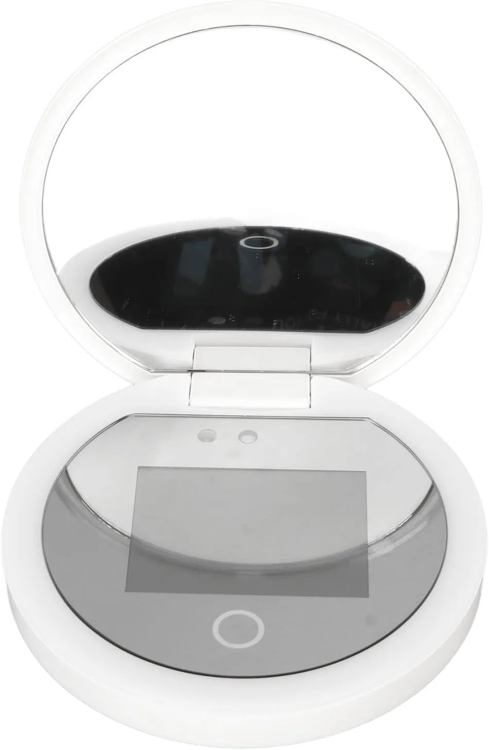 HURRISE UV Mirror 2X Magnification Makeup Pocket Size L with Light Camera and Smart Touch Controls, Size for Sunscreen Testing