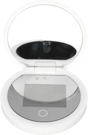 HURRISE UV Mirror 2X Magnification Makeup Pocket Size L with Light Camera and Smart Touch Controls, Size for Sunscreen Testing