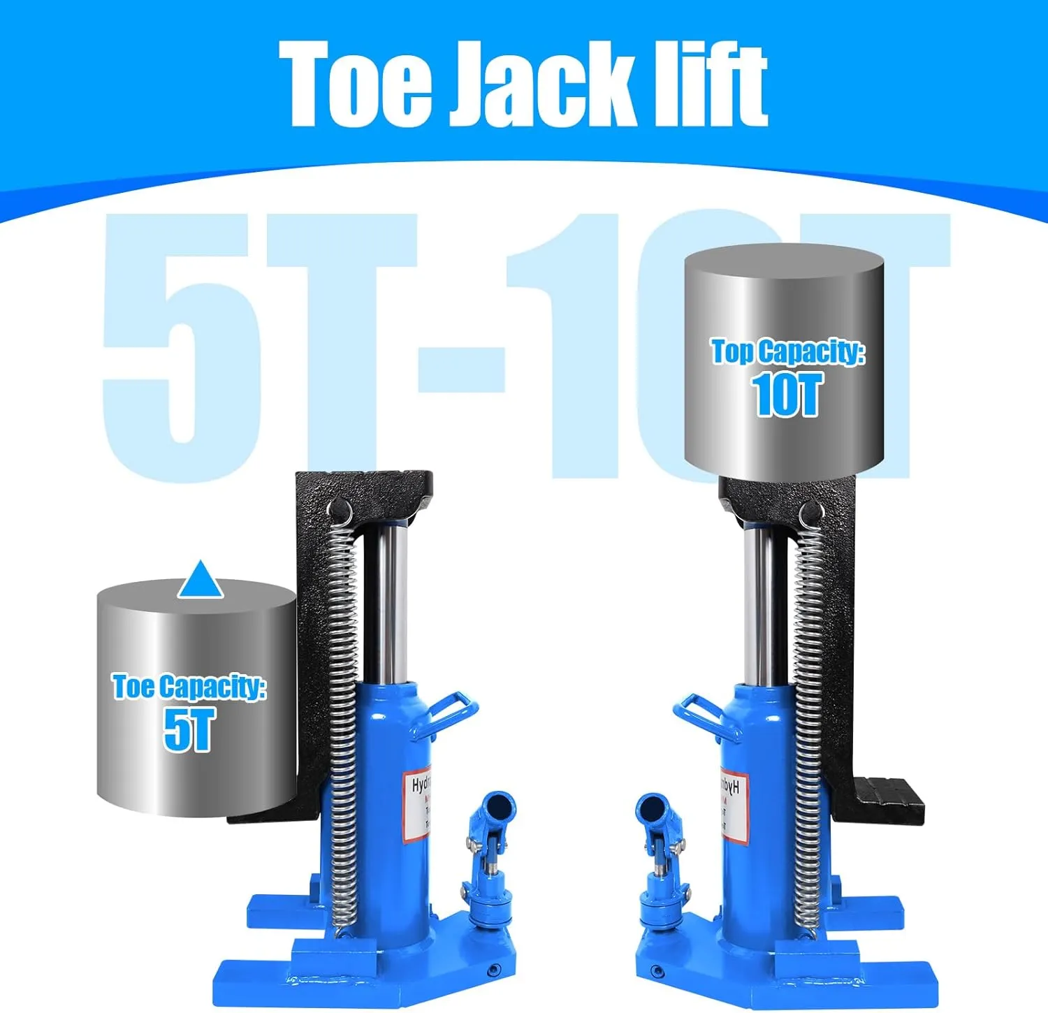 Hydraulic Claw Jack - 5Ton/10Ton Toe Jack - Heat-Treated Steel, 16.9" Max Height Heavy Duty Jack Lift for Car Repair, Machinery & Industrial Use (10 Ton)