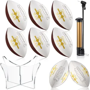 HyDren 6 Sets Groomsmen Football with Display Stand Groomsmen Proposal Gifts Will You Be My Groomsman Proposal Gifts Include 6 Football 6 Display Stand 1 Pump Groomsman Wedding Favors
