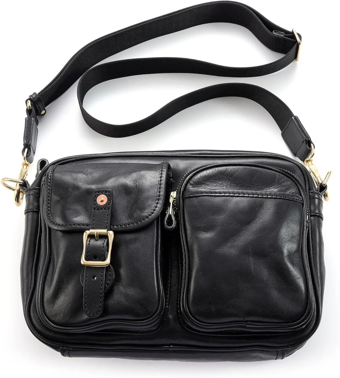 IJUN Handmade Vintage Crossbody Bag - Full Grain Oil Vegetable Tanned Leather Shoulder Bag L Size