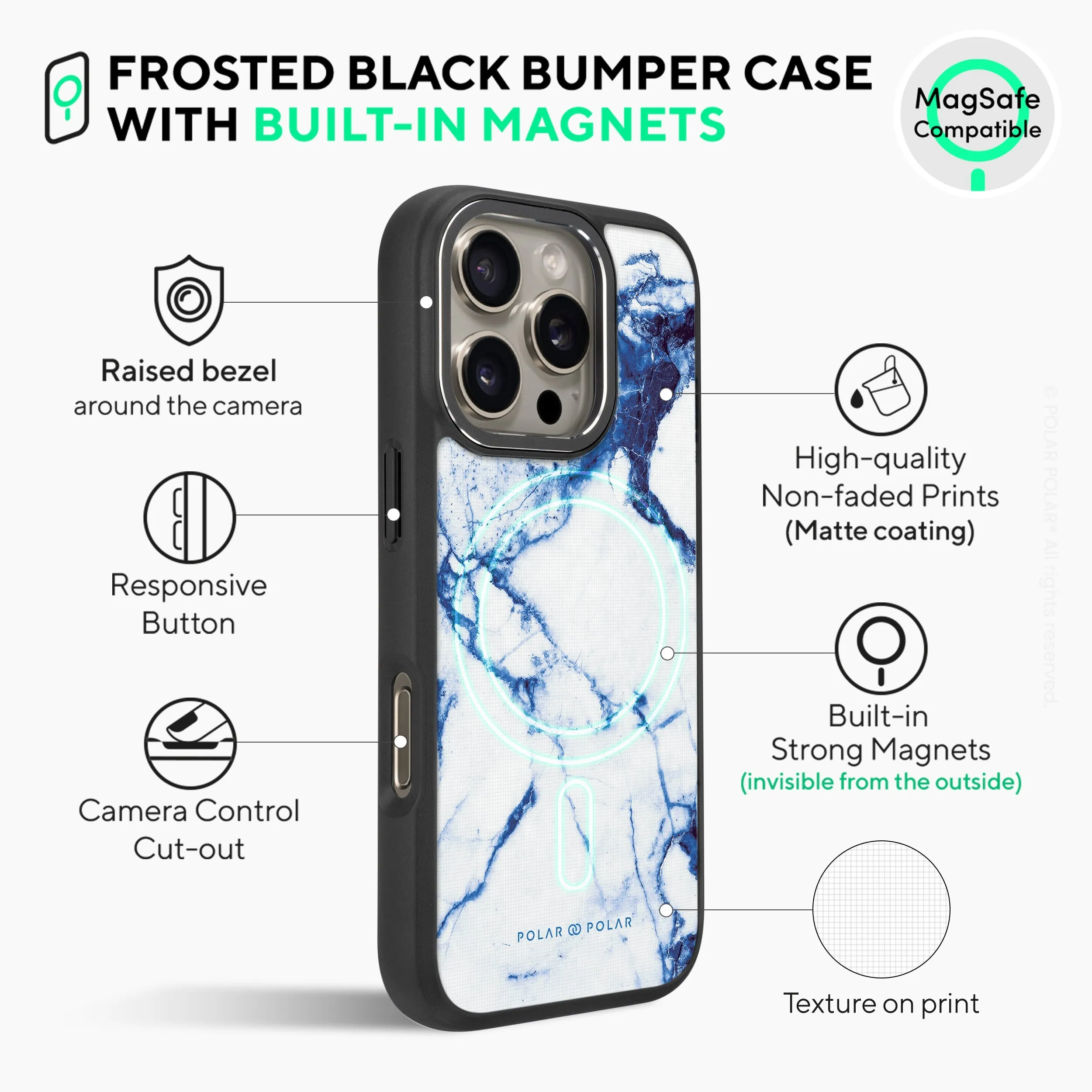 Indigo Vase - iPhone 16 Pro Max Frosted Black Bumper MagSafe Case