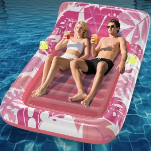 Inflatable Pool Floats Adult, 2 Pack Floating Lounge Chairs with Cup Holders, Heavy Duty Blow Up Pool Floats Chair for Summer Water Fun, Beach, Lake, or Pool Party