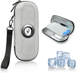 Insulin Cooler Diabetes Travel Case with Thermometer Temperature Display, Refrigerated Medication Travel Bag, Vials Organizer Bag with 2 TSA Approved Ice Pack for Daily Trip (Grey)