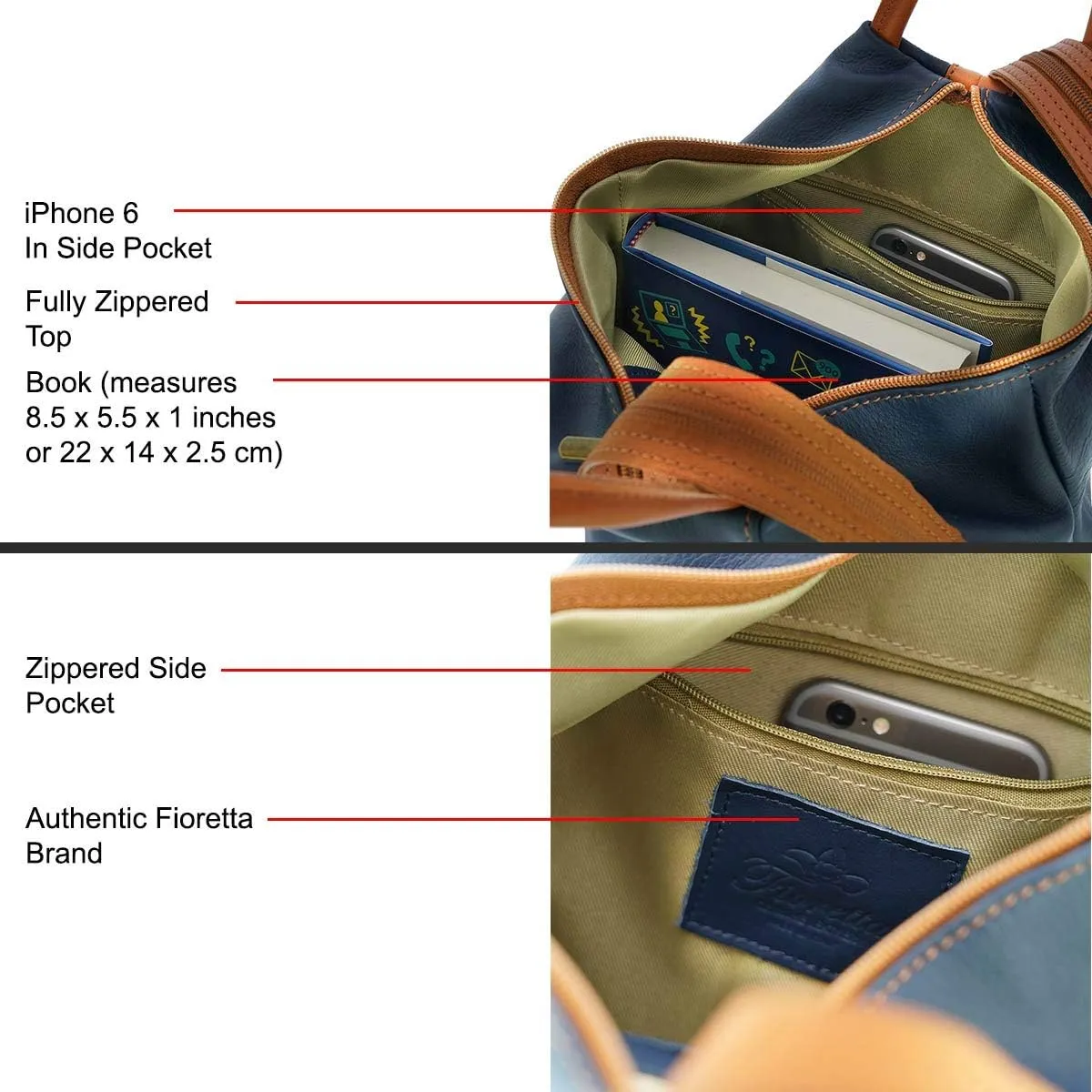Italian Genuine Leather Top Handle Backpack Purse Shoulder Bag Handbag Rucksack For Women