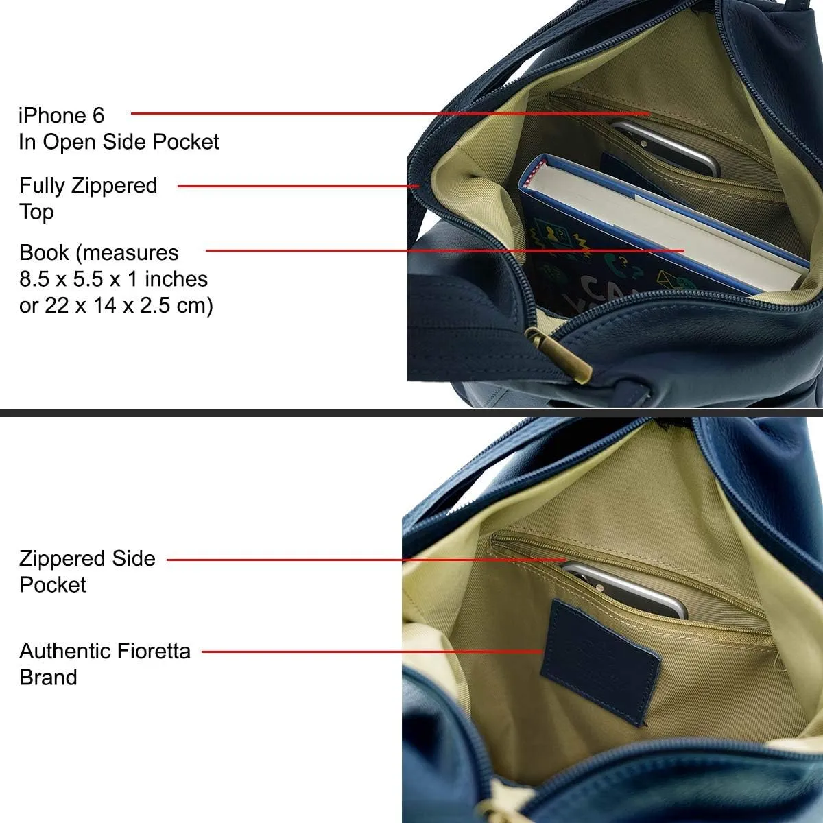 Italian Genuine Leather Top Handle Backpack Purse Shoulder Bag Handbag Rucksack For Women