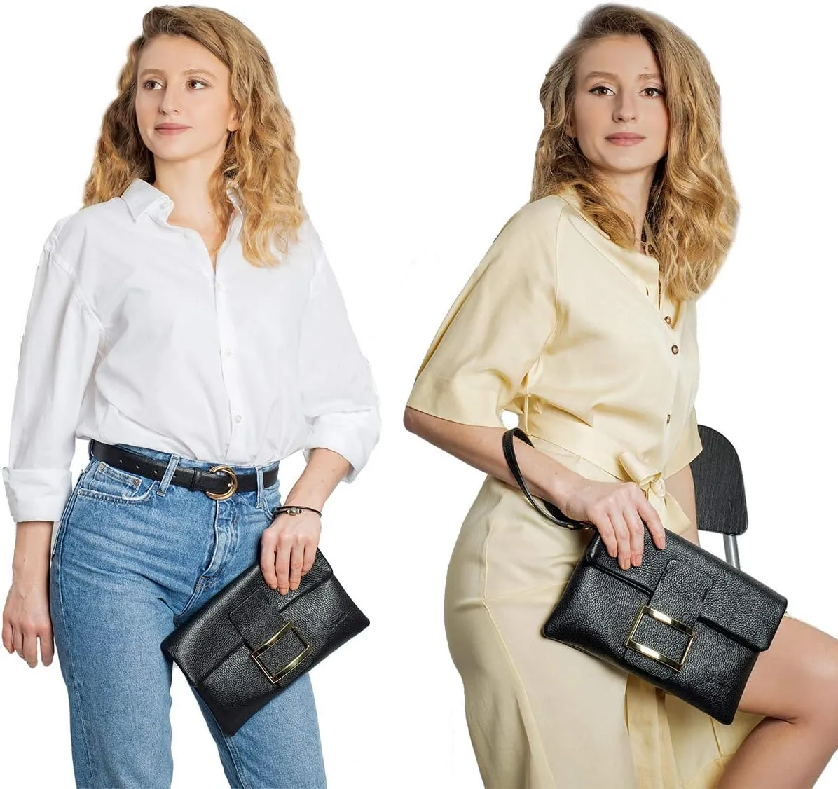 Italian Genuine Leather Wristlet Crossbody Shoulder Bag Clutch Handbag For Women