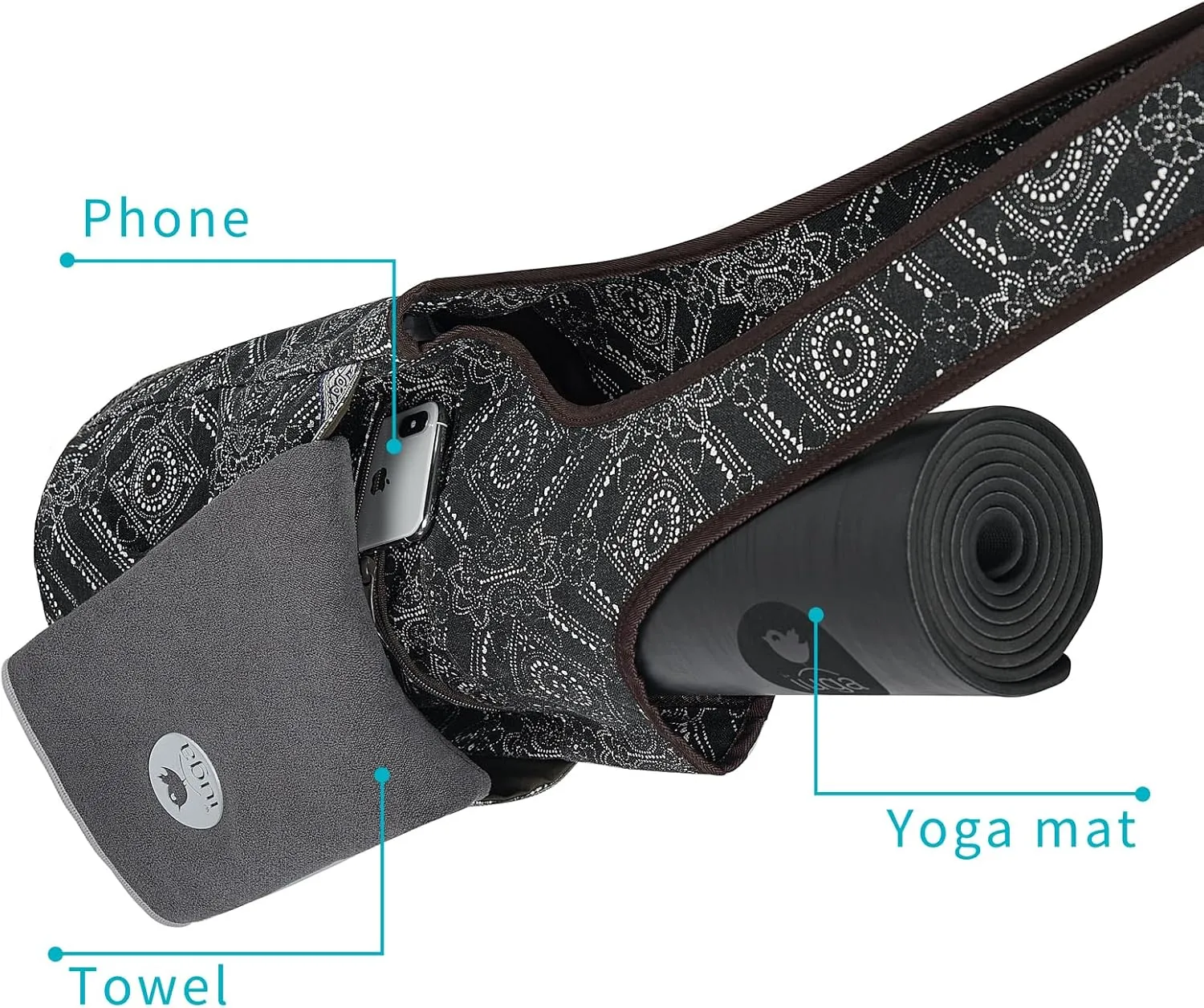 IUGA Yoga Mat Bag with Large Side Pocket & Inner Zipper Pocket Yoga Bag for Mat Yoga Bags and Carriers Fits All Your Stuff