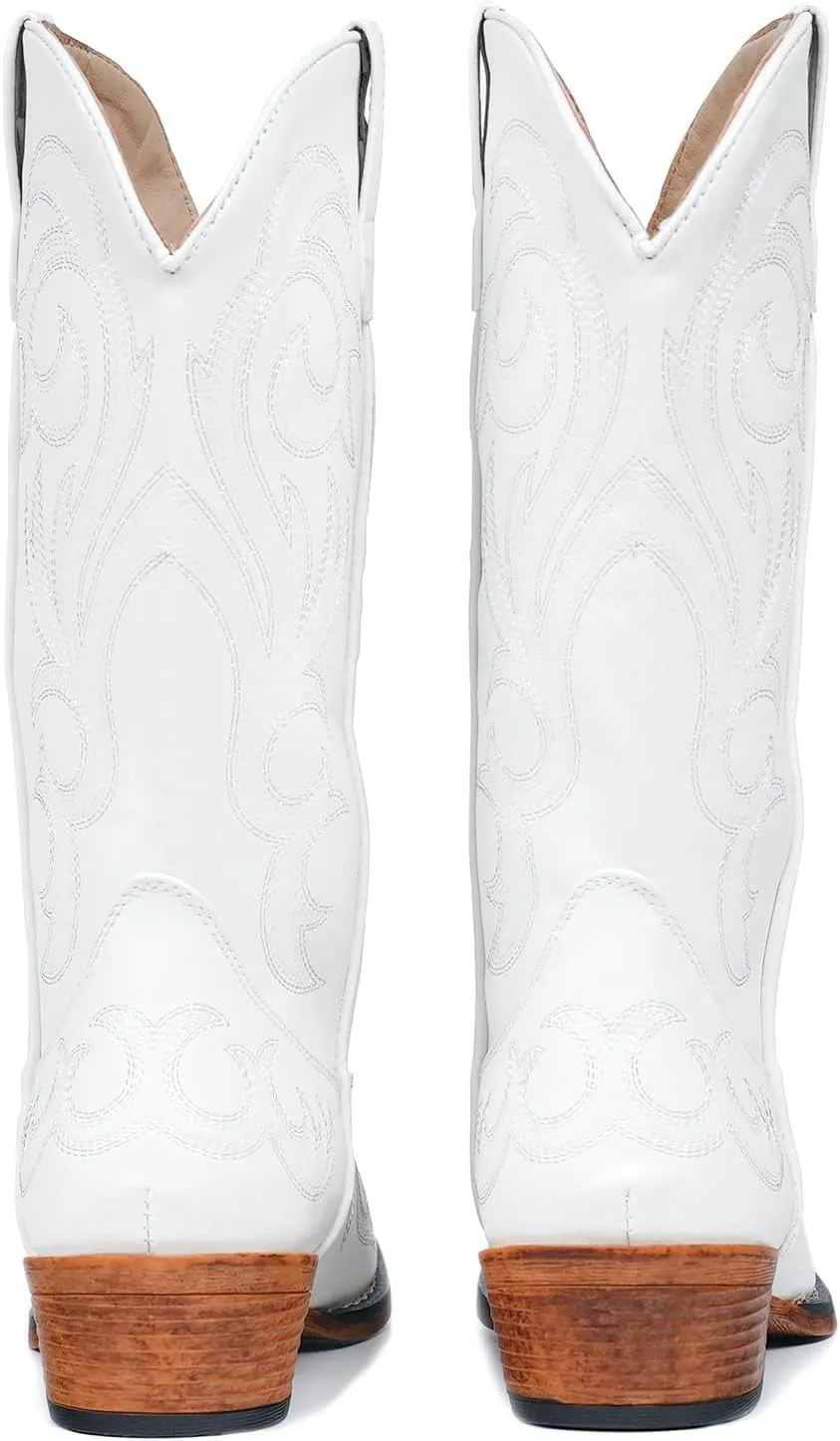 IUV Cowboy Boots For Women Mid Calf Cowgirl Boots Pointy Toe Western Boot